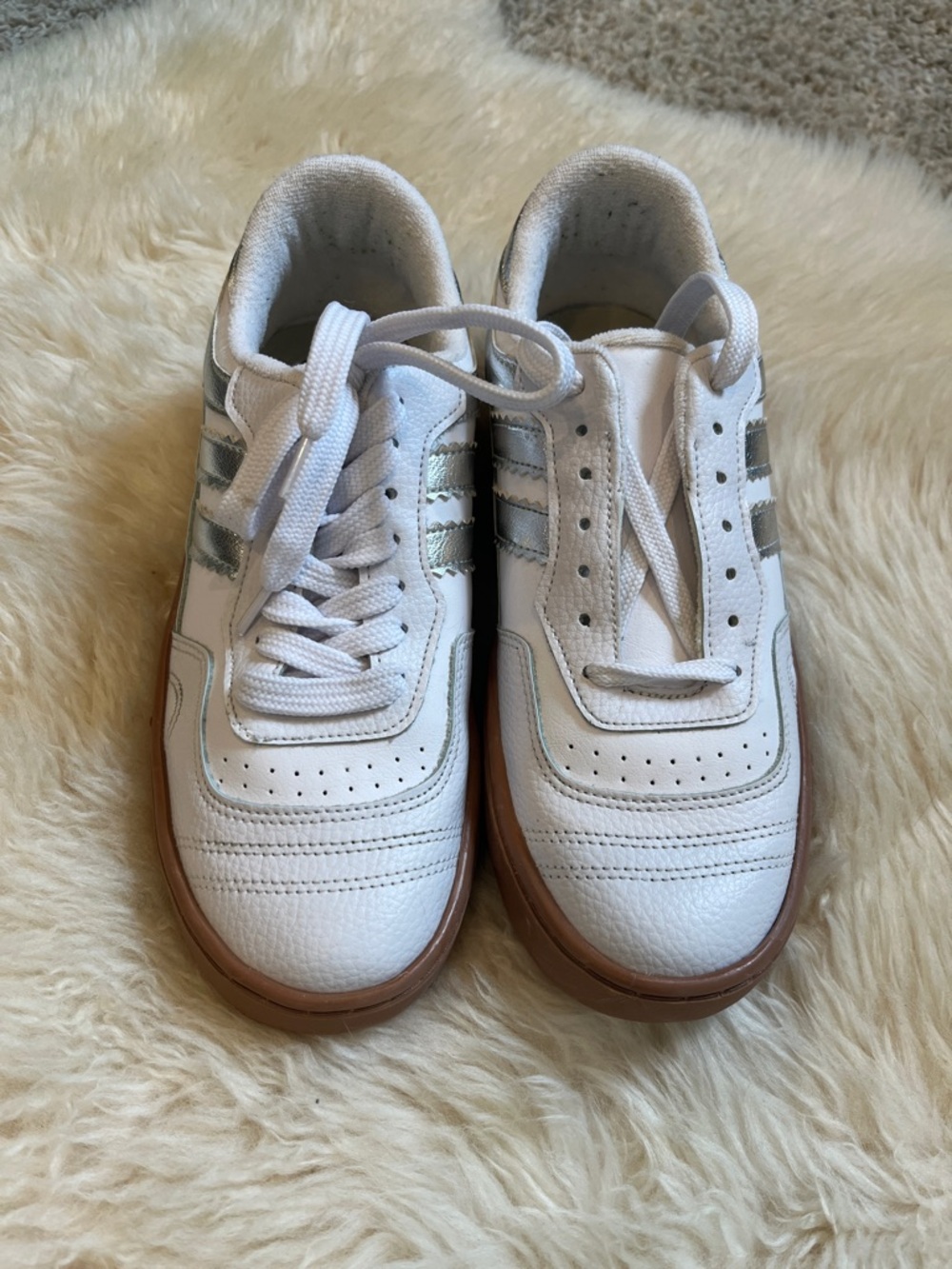 MKS White Sneakers with Silver Accents and Rubber Outsole